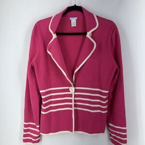 U-knit Womens Large‎ Ponte Knit Cardigan Sweater Preppy Cottage Ultra Feminine